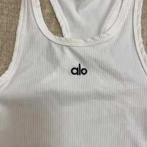 Alo White Ribbed Racerback Cropped Sports Tank thumbnail 3