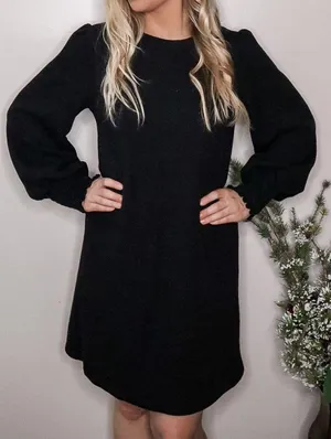 Black Long Sleeve Sweater Dress thumbnail 1