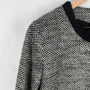 Stile Benetton Blazer Womens S Black White Tweed Casual Office Work‎ Snap Front thumbnail 3