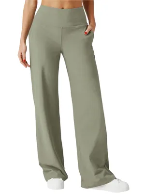 Beyond Yoga Women’s Size S Birch Heather Green Wide Leg Lounge Laid Back Pants thumbnail 1
