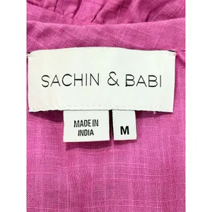 Sachin & Babi Pink Orange Dip Dye‎ Smocked Tiered Cotton Mini Dress Resort M thumbnail 3
