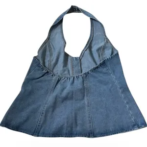 Shein Dazy Women Blue Denim Halter Top Button Front Backless Vest Size L | 0351 thumbnail 6
