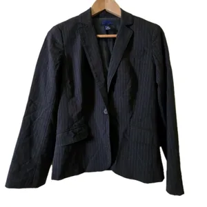 J.Crew Blazer Womens 4 Gray Pinstripe Wool Blend Single‎ Button Career Jacket thumbnail 1