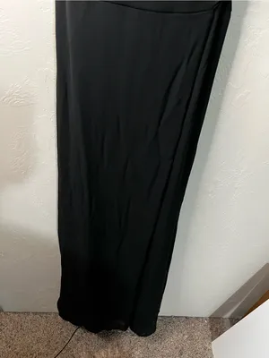 Morilee Madeline Gardner 21681 Black Cutout Tie Waist Slit Chiffon Maxi Dress thumbnail 4