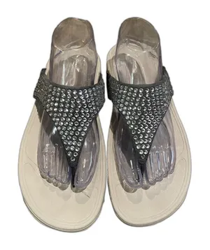 FitFlop Lulu Maxi Crystal Sandals Womens 10 EUR 42 Pewter Grey L99-534 Sparkle thumbnail 1
