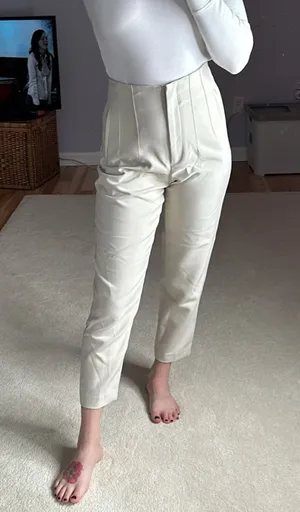 Zara: Cream Straight Leg Dress Pants thumbnail 1