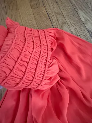 Ramy Brook Audrey smocked drop waist midi Dress in crimson Orange 🍊 thumbnail 6
