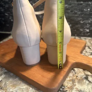 Dream Paris Size 10 Nude Open Tor Pump Ankle Strap Chunky Heel Sandal thumbnail 7