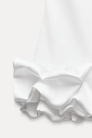 Zara dress mini white fitted bodycon with ruffled skirt party evening wedding thumbnail 14
