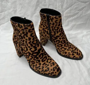 Steve Madden Womens Jozie Leopard Print Calf Hair Ankle Booties Size 6.5 M thumbnail 4