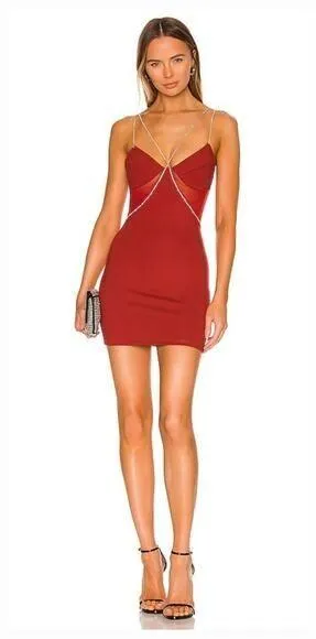 Superdown Jaxie Diamond Mini Dress in Rust XL thumbnail 1