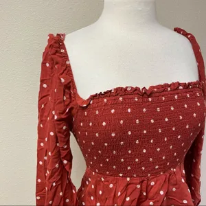 Auguste The Label Polly Sunday Polka Dot Peplum Blouse Red 8 thumbnail 6