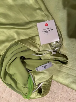 Sage Green Satin Strapless Open Back Maxi Dress XS thumbnail 6