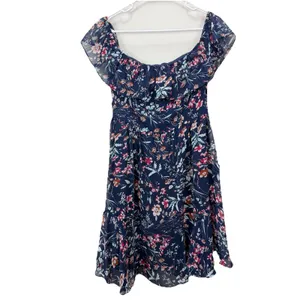 NWT Lulus My Favorite Navy Blue Floral Print Off the Shoulder‎ Dress Size MEDIUM thumbnail 5