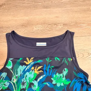 Columbia Tropical Floral Tank Top Dress‎ Blue Green Zip Front Athletic XSmall XS thumbnail 3
