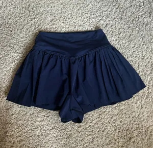 Offline by Aerie Navy Pleated Shorts thumbnail 2