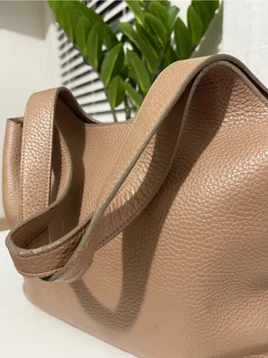 CUYANA 13” system tote bag purse Minimalist Taupe Leather cappuccino brown thumbnail 9