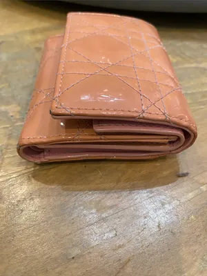Christian Dior Lady Dior Lotus Quilted Patent Leather Cannage Wallet in Peachy Pink thumbnail 8