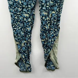 Free People Blue & Cream Floral Print‎ Cropped Mid Rise Pants Sz 0 NEW thumbnail 3