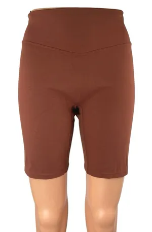Vitality Women's Brown High Waisted Yoga Running Athletic Biker Shorts Size L thumbnail 1
