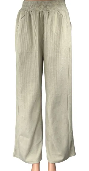 NEW Halara Cream Corduroy High Waist Straight Wide Leg Casual Trousers Pants XS thumbnail 1