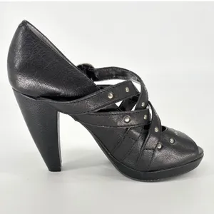 Gianni Bini Black Studded‎ Strappy Peep Toe Platform Heels Size 6.5 Goth Biker thumbnail 3
