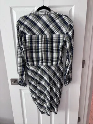 Veronica Beard Vilette Mini Shirt Dress Army Plaid size 8 thumbnail 11