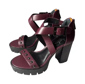 Charles by Charles David 4 Inch Platform Heels 6M Burgundy Studded Edgy Grunge thumbnail 1