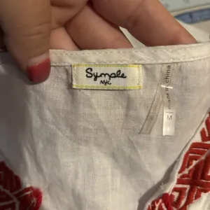 Symple NYC Women's White Red Embroidered Top Size Medium‎ Tassels Linen thumbnail 5