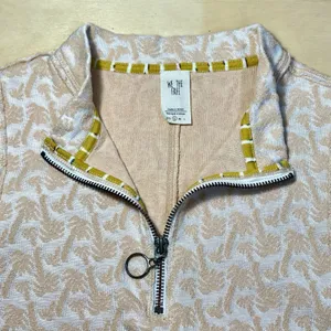 We The Free 1/2 Zip Tank Palm Tree Size‎ Small Peach Cropped Festival Beach EUC thumbnail 4