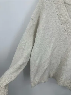 Aerie Cream V Neck Sweater Size Medium Oversized Boho thumbnail 4