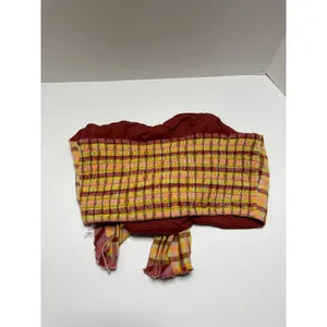 Free People Plaid Raw Hem Scarf Style Bandeau Tube Top Size Small thumbnail 3