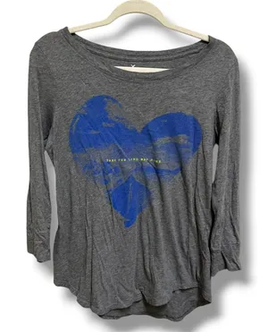 American Eagle Gray Heart‎ Graphic Long Sleeve Tee "Take The Long Way Home" M thumbnail 1