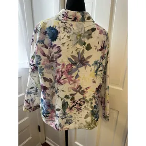 Christopher&Banks Jacket Lightweight Zip Front Pastel Floral Petite Large Career thumbnail 2