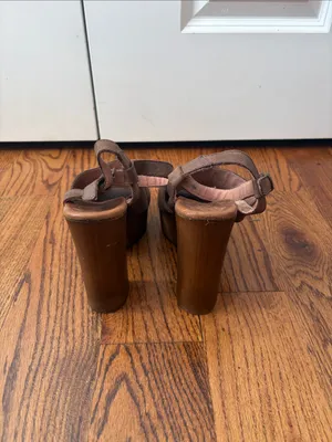 Musse & cloud wooden/leather platform heels size 38/7 thumbnail 4