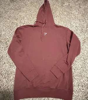 Gymshark Womens XS Pullover Hoodie Cherry Brown Burgundy GLP04431 Logo Fleece thumbnail 1