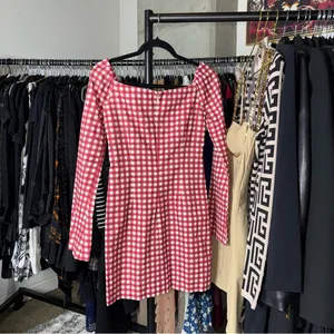 Le Club Social Wear Red Gingham Square Neck Mini Dress Womens XS New NWT thumbnail 8