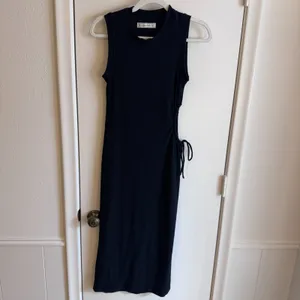 Womens Abercrombie & Fitch Black Ribbed Bodycon Side Cutout Midi Dress Size XS thumbnail 2