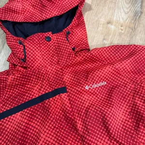 COLUMBIA | Women's Interchange Red‎ Patterned Lightweight Hooded Rain Jacket, S thumbnail 3