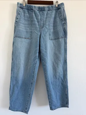 Madewell Pull-On Relaxed Jeans Large Beswick Wash High Rise Cotton Hemp NG366 thumbnail 2