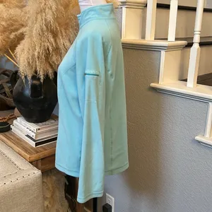 L.L. Bean Womens Aqua Blue Quarter Zip Pull Over Fleece Running Top SZ Medium thumbnail 3