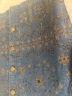 New Direction Vintage Boho Denim Jacket with Embroidery - Dark Blue thumbnail 4