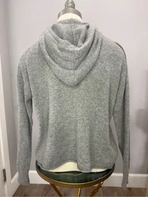 Brandy Melville Light Gray Knit Hooded Sweater thumbnail 4