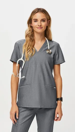 FIGS Technical Collection Casma Three Pocket Scrub Top Graphite Gray MEDIUM thumbnail 1