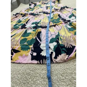 pantsstore Floral Ruffle Maxi Dress Pom Pom Accents Pink Yellow Green Size S thumbnail 13