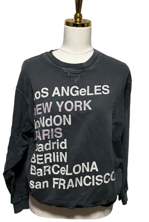 Anine Bing City Love Graphic Crewneck Sweatshirt, Charcoal Grey, Size S thumbnail 1