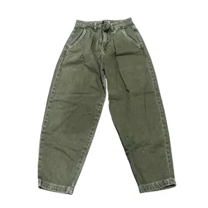 ZARA Women's High-Waisted Balloon Pants Size 2 Green Casual Relaxed Fit thumbnail 4