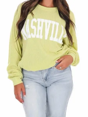 BUCKETLIST Nashville Sweatshirt Size Large Pullover Sweater Ribbed in lime thumbnail 9