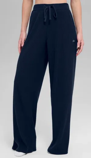 Alo Yoga NWT Muse Wide Leg Pants Navy Blue Relax Fit Size XS Front Pockets thumbnail 1