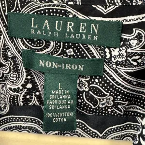 Lauren Ralph Lauren Black White Paisley Non-Iron Cotton Button Down Shirt Large thumbnail 8